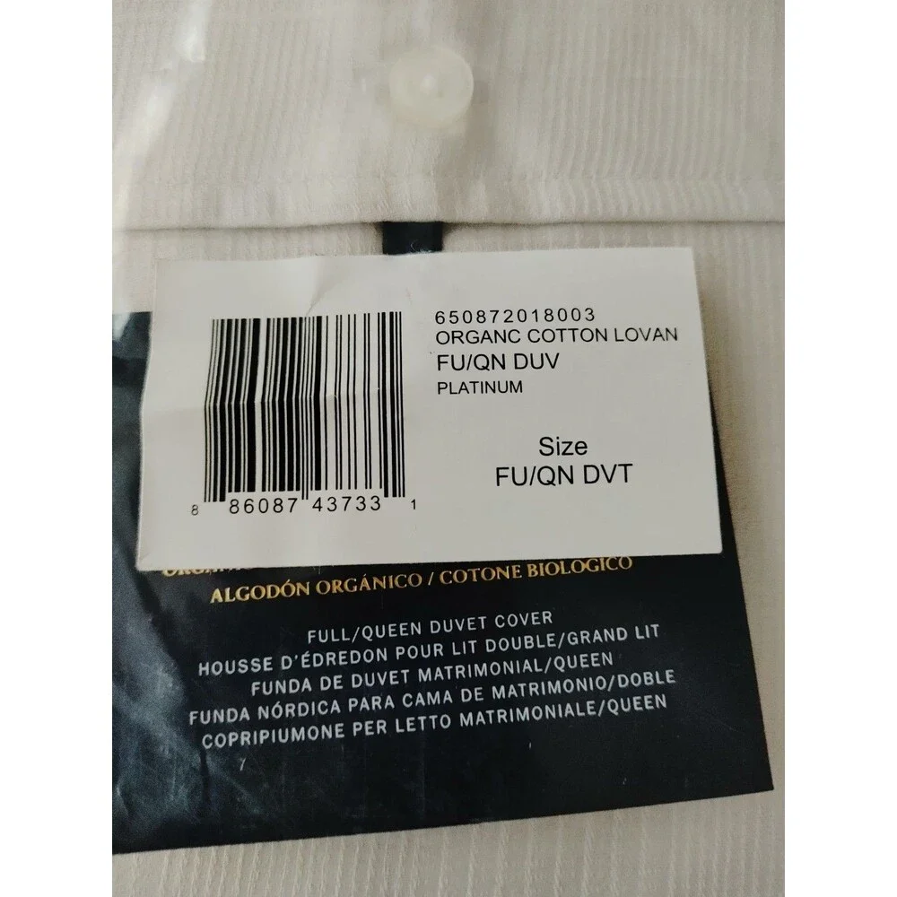 Ralph Lauren Lovan Jacquard Duvet Cover Full/Queen Platinum Organic Cotton NIP